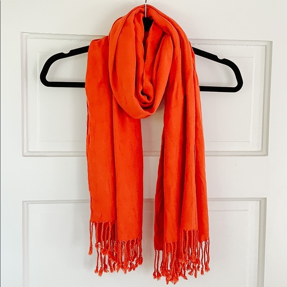 Orange fringed scarf - Picture 1 of 5